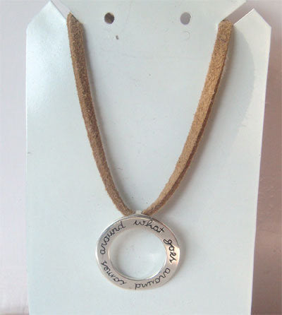 "What Goes Around Comes Around" karma pendant
